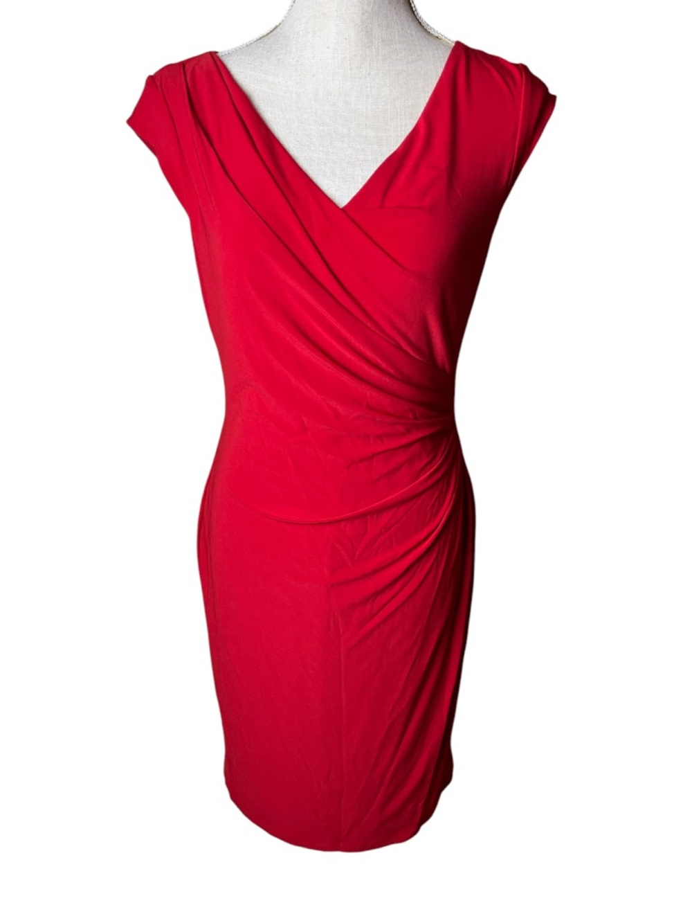 Lauren Ralph Lauren Red Jersey Wrap Effect Dress- 6